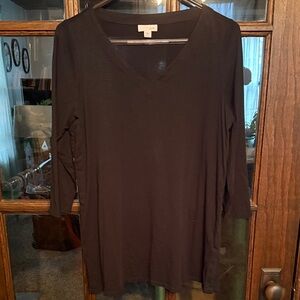 J. Jill Women's Black Long Sleeve V-Neck Top